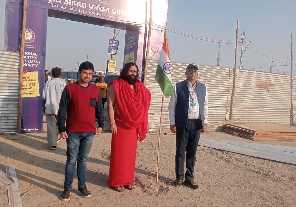 Yogi Priyavrat Animesh Hoisted Indian Flag for the NDMA Camp Site